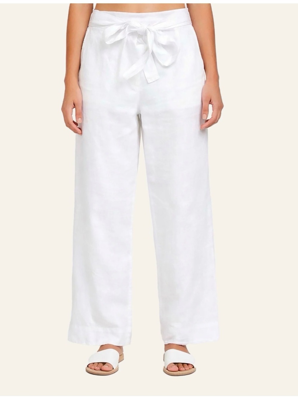 INC International Concepts White Tie-Waist Wide-Leg Pants